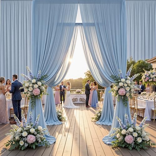50ftx12ft Dusty Blue Backdrop Curtains for Parties, Wrinkle Free Polyester Photo Backdrop Drapes 10 Panels 12 ft, alternate