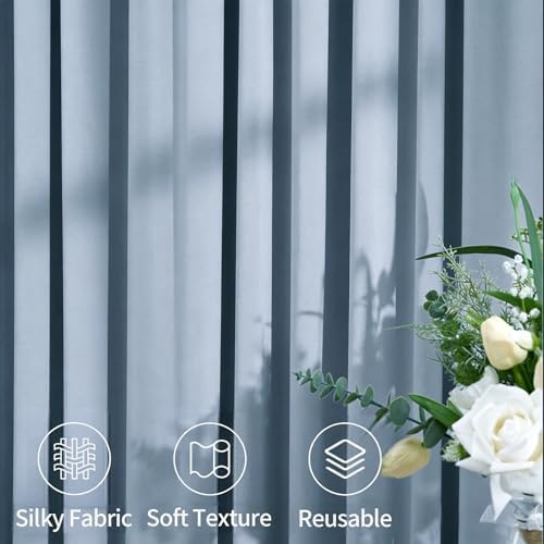 50ftx12ft Dusty Blue Backdrop Curtains for Parties, Wrinkle Free Polyester Photo Backdrop Drapes 10 Panels 12 ft, alternate