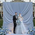 50FTx12FT Dusty Blue Backdrop Curtains for Weddings, Birthdays and Photos in W5' x H12'(10 panels) in Dusty Blue