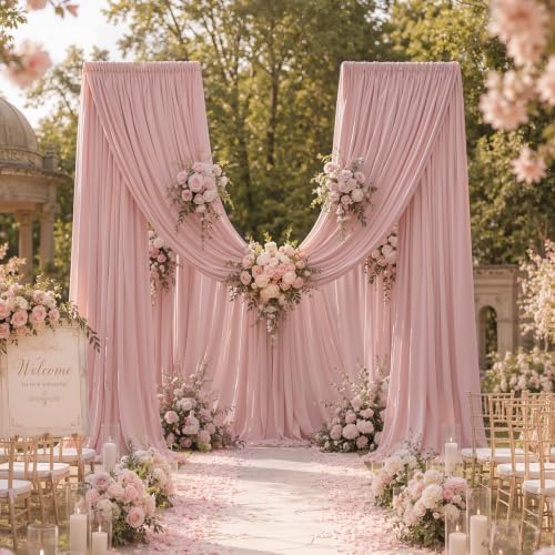 50FTx12FT Dusty Pink Backdrop Curtains for Weddings, Birthdays and Photos in W5' x H12'(10 panels) in Dusty Pink