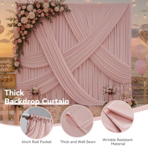 50FTx12FT Dusty Pink Backdrop Curtains for Weddings, Birthdays and Photos in W5' x H12'(10 panels) in Dusty Pink, alternate