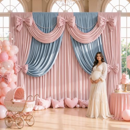 50FTx12FT Dusty Pink Backdrop Curtains for Weddings, Birthdays and Photos in W5' x H12'(10 panels) in Dusty Pink, alternate