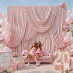 50FTx12FT Dusty Pink Backdrop Curtains for Weddings, Birthdays and Photos in W5' x H12'(10 panels) in Dusty Pink, alternate