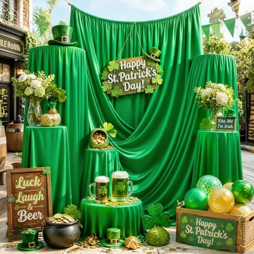 50FTx12FT Green Backdrop Curtains for Weddings, Birthdays and Photography in W5' x H12'(10 panels) in Green, alternate view 3
