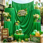 50FTx12FT Green Backdrop Curtains for Weddings, Birthdays and Photography in W5' x H12'(10 panels) in Green, alternate view 3