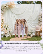 50ftx12ft Ivory Backdrop Curtain for Wedding & All Parties in W5' x H12'(10 panels) in Ivory, alternate view 3
