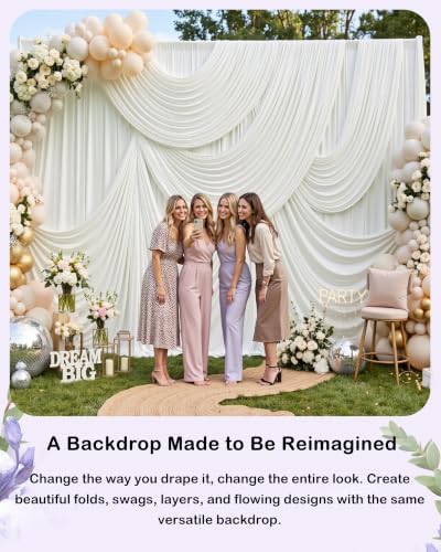 50ftx12ft Ivory Backdrop Curtain for Wedding & All Parties in W5' x H12'(10 panels) in Ivory, alternate view 3