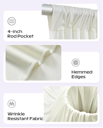 50ftx12ft Ivory Backdrop Curtain for Wedding & All Parties in W5' x H12'(10 panels) in Ivory, alternate view 5