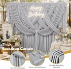 50FTx12FT Silver Backdrop Curtains for Weddings, Birthdays and Photography in W5' x H12'(10 panels) in Sliver, alternate view