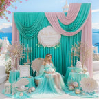50FTx12FT Turquoise Backdrop Curtains for Weddings, Birthdays and Photos in W5' x H12'(10 panels) in Turquoise, alternate
