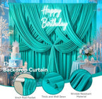 50FTx12FT Turquoise Backdrop Curtains for Weddings, Birthdays and Photos in W5' x H12'(10 panels) in Turquoise, alternate