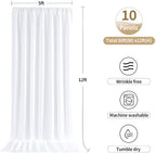 50ftx12ft White Backdrop Curtain for Parties, Thick Polyester 10 Panesl 12 ft Long Wedding Photo Backdrop Drapes, alternate