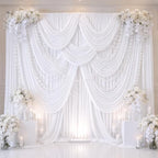 50ftx12ft White Backdrop Curtain for Parties, Thick Polyester 10 Panesl 12 ft Long Wedding Photo Backdrop Drapes, alternate