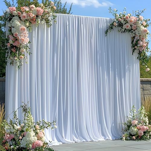 50FTx12FT White Backdrop Curtains for Wedding Party, Birthday and Labor Day in W5' x H12'(10 panels) in White, alternate view
