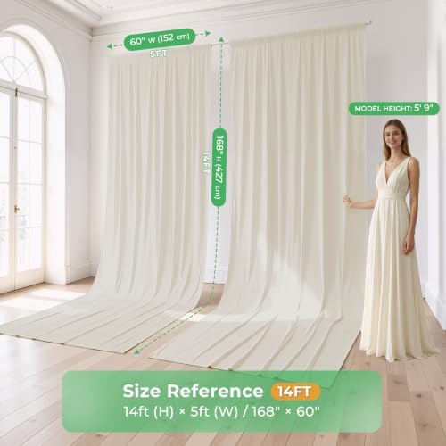 50ftx14ft Beige Backdrop Curtain for Wedding Parties, alternate view 2