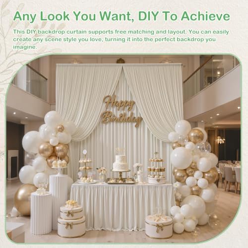 50ftx14ft Beige Backdrop Curtain for Wedding Parties, alternate view 3