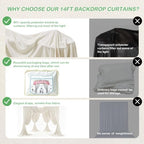 50ftx14ft Beige Backdrop Curtain for Wedding Parties, alternate view 4