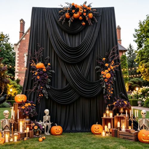 50ftx14ft Black Backdrop Curtain for Wedding Hallowen Parties