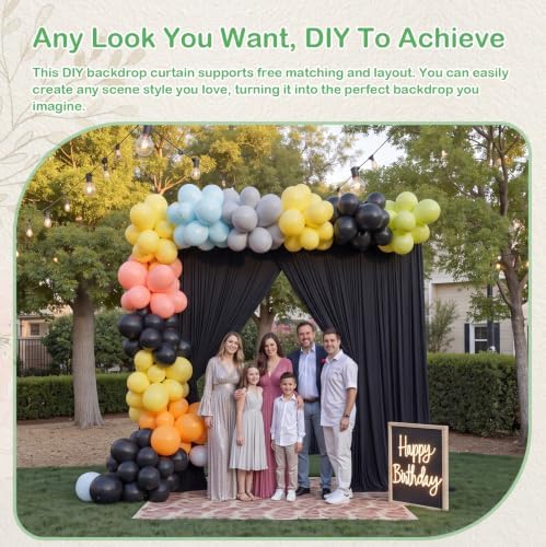 50ftx14ft Black Backdrop Curtain for Wedding Hallowen Parties, alternate view 3