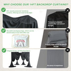 50ftx14ft Black Backdrop Curtain for Wedding Hallowen Parties, alternate view 4
