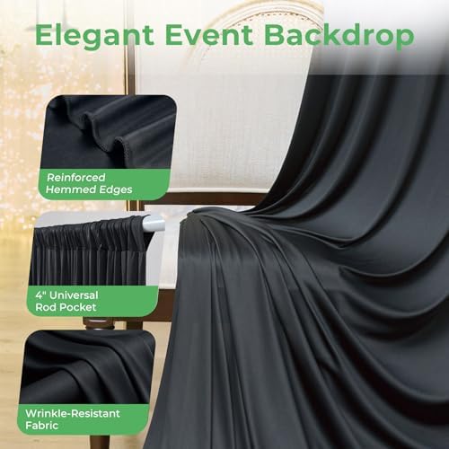 50ftx14ft Black Backdrop Curtain for Wedding Hallowen Parties, alternate view 6