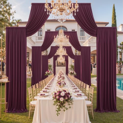 50ftx14ft Burgundy Backdrop Curtain for Wedding Parties