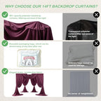 50ftx14ft Burgundy Backdrop Curtain for Wedding Parties, alternate view 4