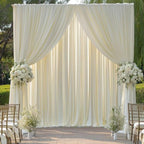 50FTx14FT Ivory Backdrop Curtains for Weddings, Birthdays and Photography in W5' x H14'(10 panels) in ivory