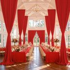 50ftx14ft Red Backdrop Curtain for Wedding Parties in W5' x H14'(10 panels) in Red, alternate view 2