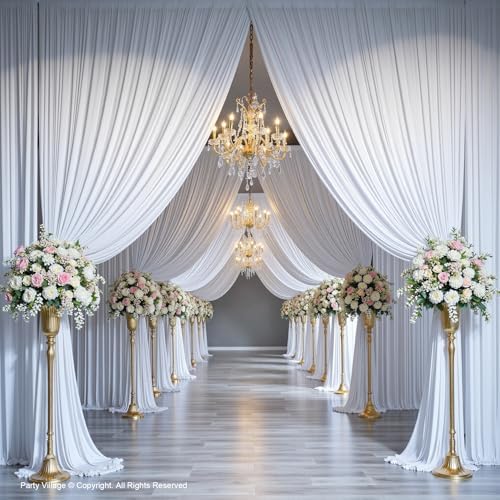 50ftx14ft White Backdrop Curtain for Wedding Parties