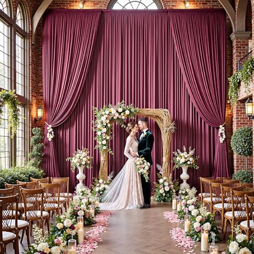 50ftx15ft Burgundy Backdrop Curtains for Parties, Wrinkle Free Polyester Burgundy Photo Backdrop Drapes 10, alternate view 3