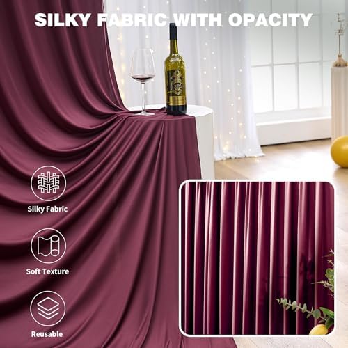 50ftx15ft Burgundy Backdrop Curtains for Parties, Wrinkle Free Polyester Burgundy Photo Backdrop Drapes 10, alternate view 4