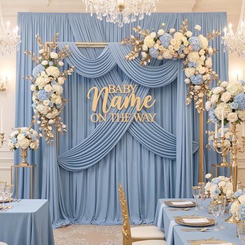50ftx15ft Dusty Blue Backdrop Curtains for Parties, Wrinkle Free Polyester Photo Backdrop Drapes 10 Panels 15 ft, alternate