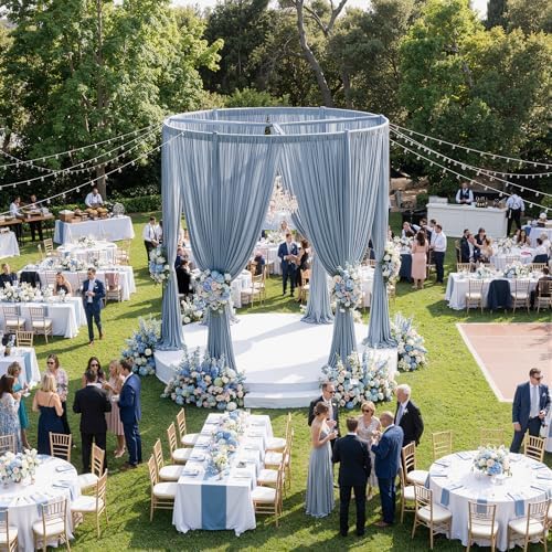 50ftx15ft Dusty Blue Backdrop Curtains for Parties, Wrinkle Free Polyester Photo Backdrop Drapes 10 Panels 15 ft, alternate