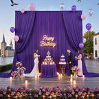 50ftx15ft Purple Backdrop Curtains for Parties, Wrinkle Free Polyester Purple Photo Backdrop Drapes 10 Panels 15, alternate