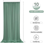 50ftx15ft Sage Green Backdrop Curtains for Parties, Wrinkle Free Polyester Sage Green Photo Backdrop Drapes 10, alternate