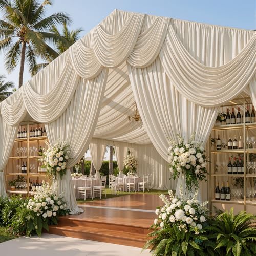 50ftx40ft Beige Ceiling Curtain for Wedding Parties