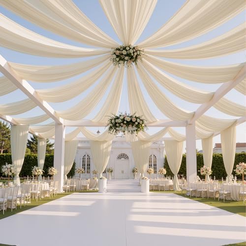 50ftx40ft Beige Ceiling Curtain for Wedding Parties, alternate view 3