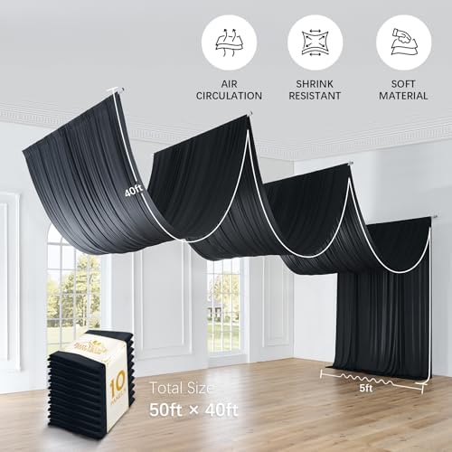 50ftx40ft Black Ceiling Curtain for Halloween Parties, alternate view 6