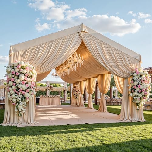 50ftx40ft Camel Khaki Ceiling Curtain for Wedding Parties