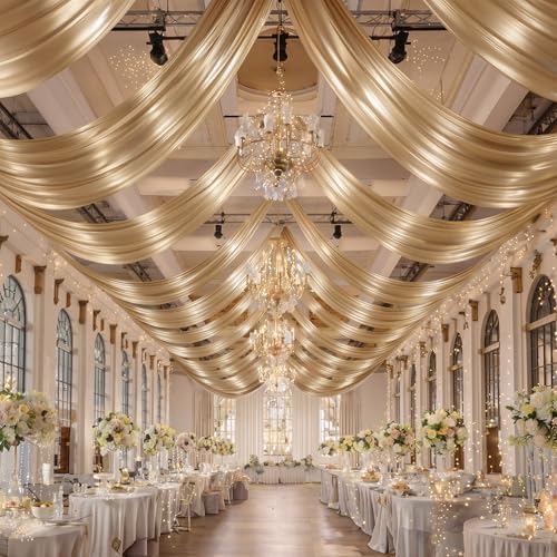 50ftx40ft Champagne Gold Ceiling Curtain for Wedding Parties