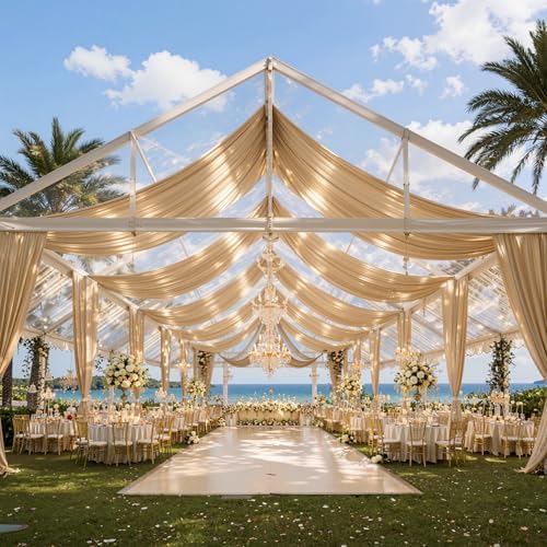 50ftx40ft Champagne Gold Ceiling Curtain for Wedding Parties, alternate view 4