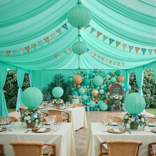 50ftx40ft Mint Green Ceiling Curtain for Wedding Parties