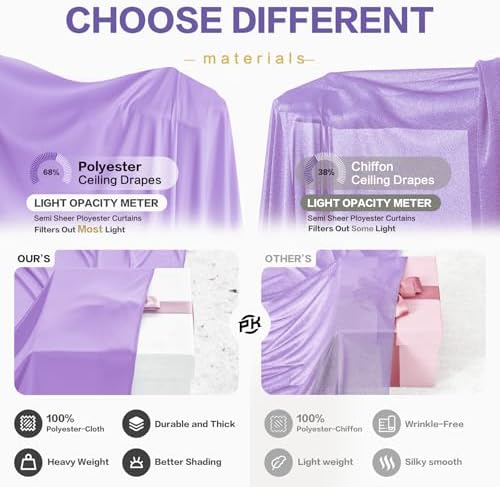 50ftx40ft Taro Purple Ceiling Curtain for Wedding Parties, alternate view 3