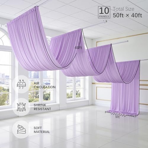50ftx40ft Taro Purple Ceiling Curtain for Wedding Parties, alternate view 4