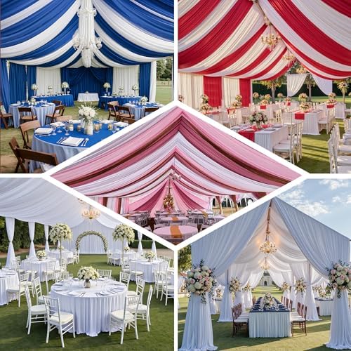 50ftx40ft White Ceiling Curtain for Wedding Parties, alternate view 5