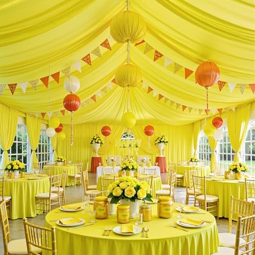 50ftx40ft Yellow Ceiling Curtain for Wedding Parties