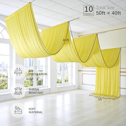 50ftx40ft Yellow Ceiling Curtain for Wedding Parties, alternate view 3