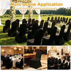 50PCS Black Chair Covers, Wrinkle Resistant, Elastic Stretch and Washable, Stretch Polyester Spandex Slipcovers, alternate