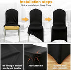 50PCS Black Chair Covers, Wrinkle Resistant, Elastic Stretch and Washable, Stretch Polyester Spandex Slipcovers, alternate